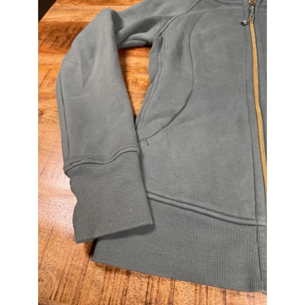 Lululemon‎ Scuba Hoodie Womens Small Size 4 Green Gold Zip Full Zip Sweatshirt